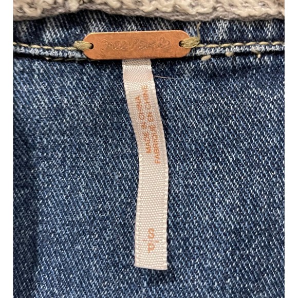 FREE PEOPLE Knit Sweatshirt Hooded Denim Jacket - Picture 2 of 4